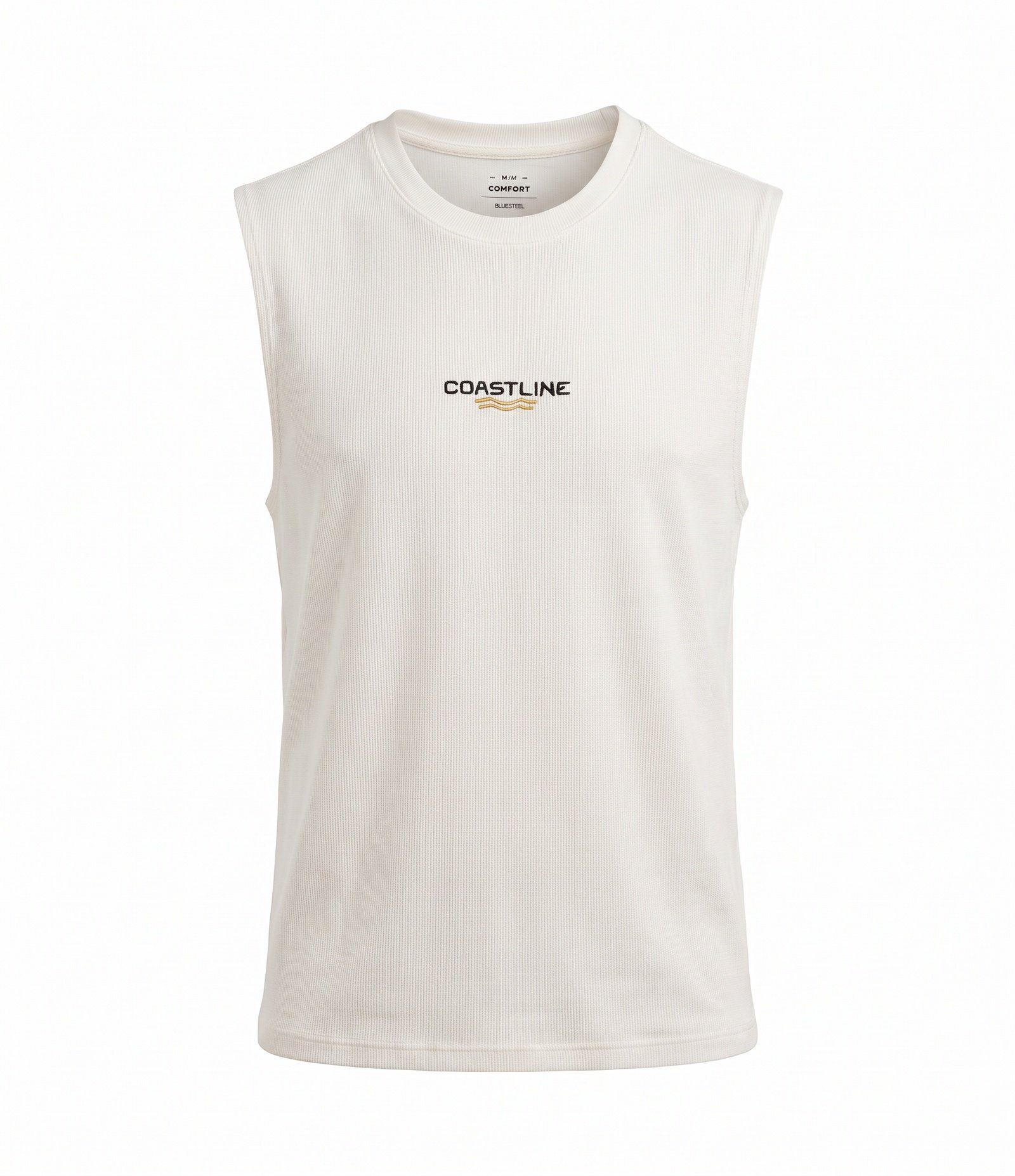 Regata Comfort em Algodão Texturizada com Lettering Coastline Branco 1