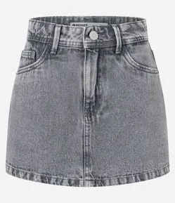 Short Saia Jeans com Efeito Marmorizado