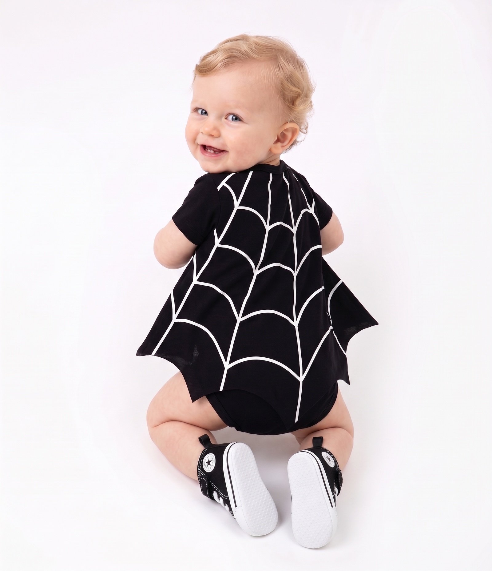 Body Infantil Estampa de Morceguinho e Capa - Tam 0 a 18 Meses Preto 3