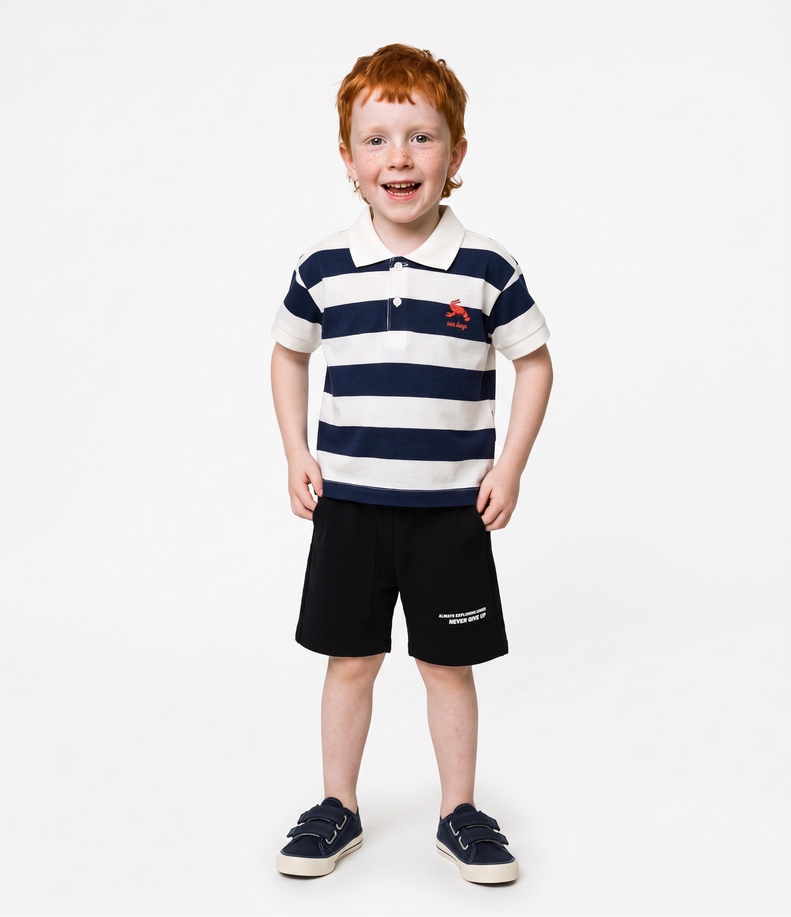 Camiseta Polo Infantil com Bordado de Lagosta  - Tam 1 a 6 Anos Branco 1