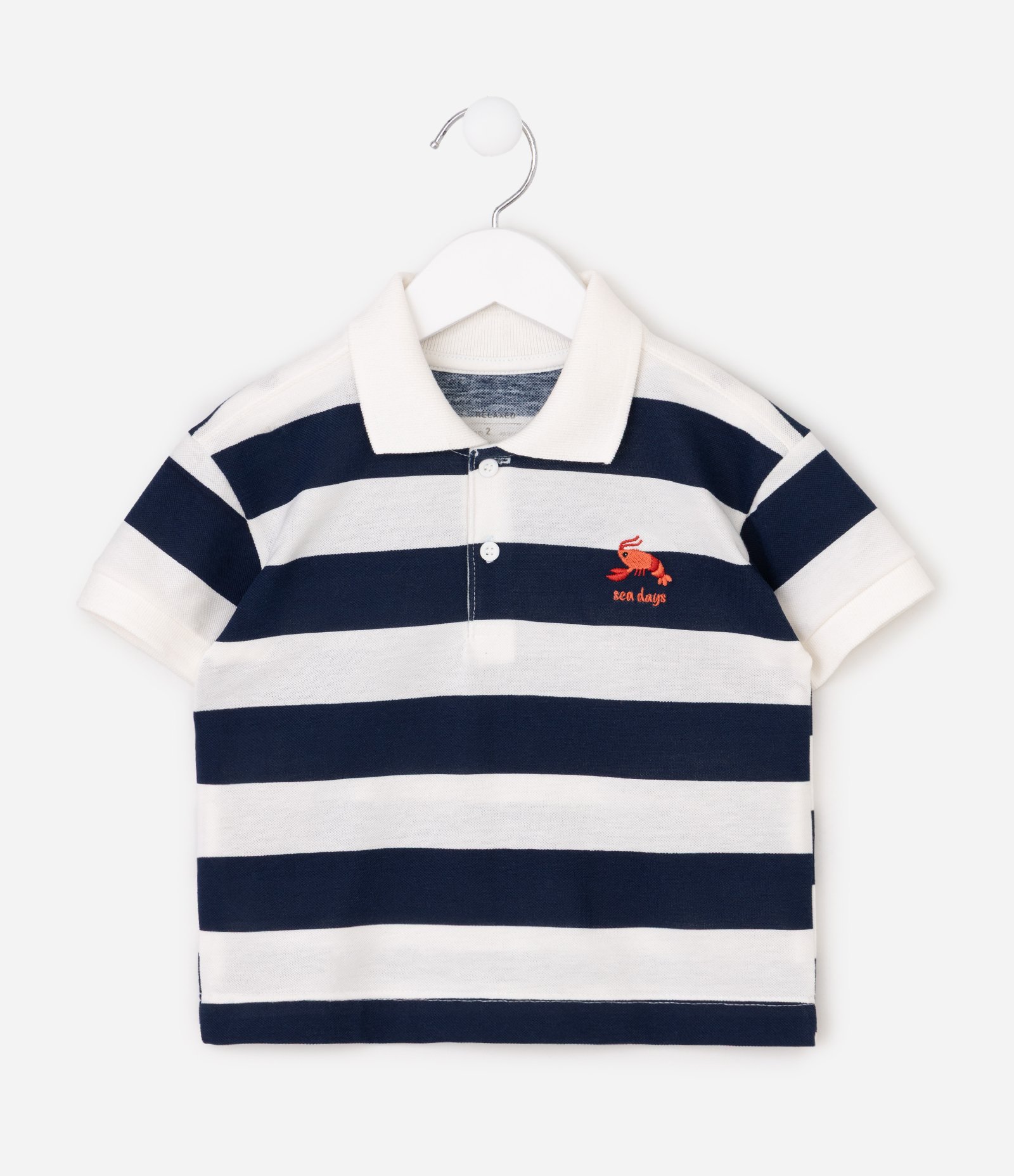 Camiseta Polo Infantil com Bordado de Lagosta  - Tam 1 a 6 Anos Branco 3
