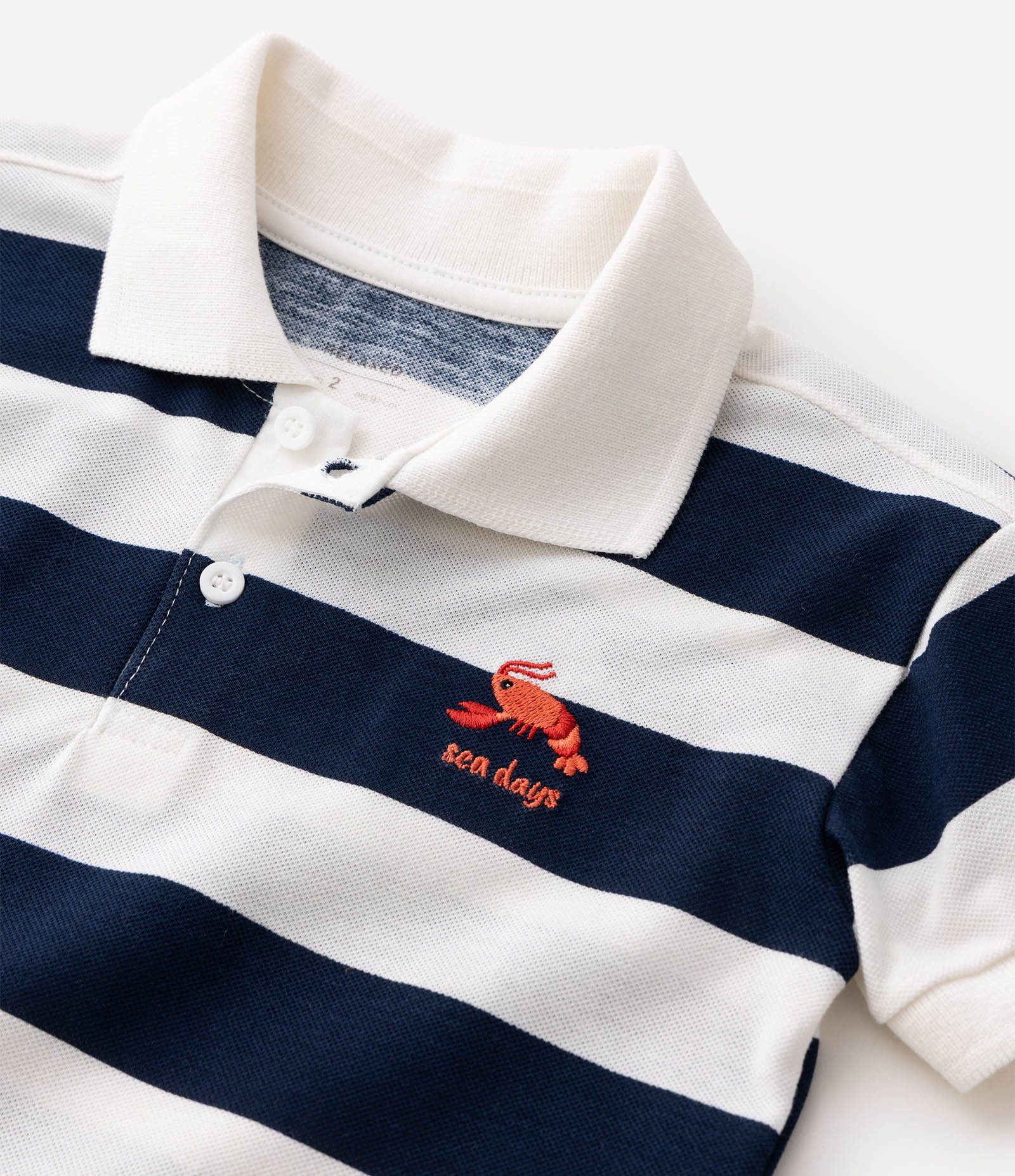 Camiseta Polo Infantil com Bordado de Lagosta  - Tam 1 a 6 Anos Branco 6