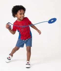 Camiseta Infantil  Em Algodão Homem Aranha com Lança Teia Tam 4 a 10 Anos