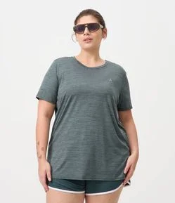 Camiseta Esportiva Alongada Dry Regular em Poliamida Mescla Curve & Plus Size