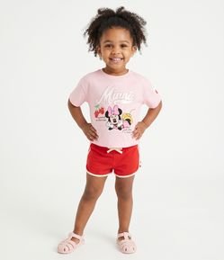 Camiseta Infantil Em Algodão Minnie com Paetê Tam 1 a 6 Anos