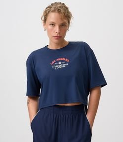 Camiseta Cropped  Esportiva com Lettering Los Angeles