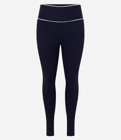 Calça Legging Esportiva Canelada com Friso Contrastante