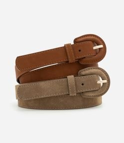 Kit com 02 Cintos em Suede