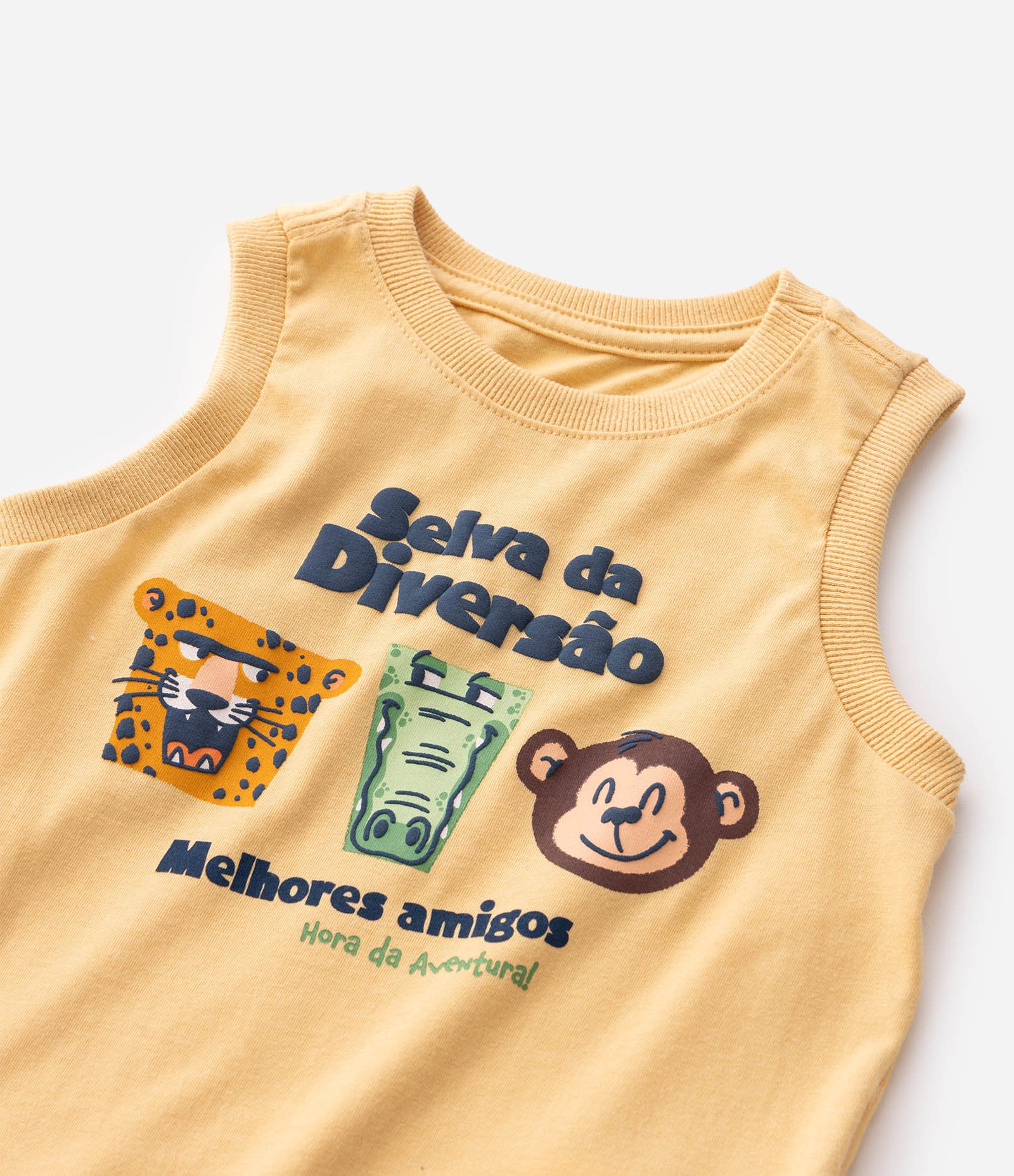Camiseta Regata Infantil com Estampa Selva da Diversão - Tam 1 a 6 Anos Amarelo 6