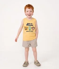 Camiseta Regata Infantil com Estampa Selva da Diversão - Tam 1 a 6 Anos