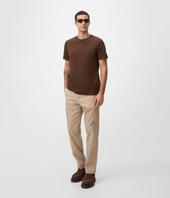 Calça Reta Oxford com Cós
