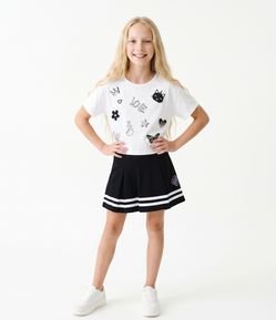 Short Saia Infantil Em Cotton K Pop Demon Hunters Listras na Barra - Tam 5 a 14 Anos