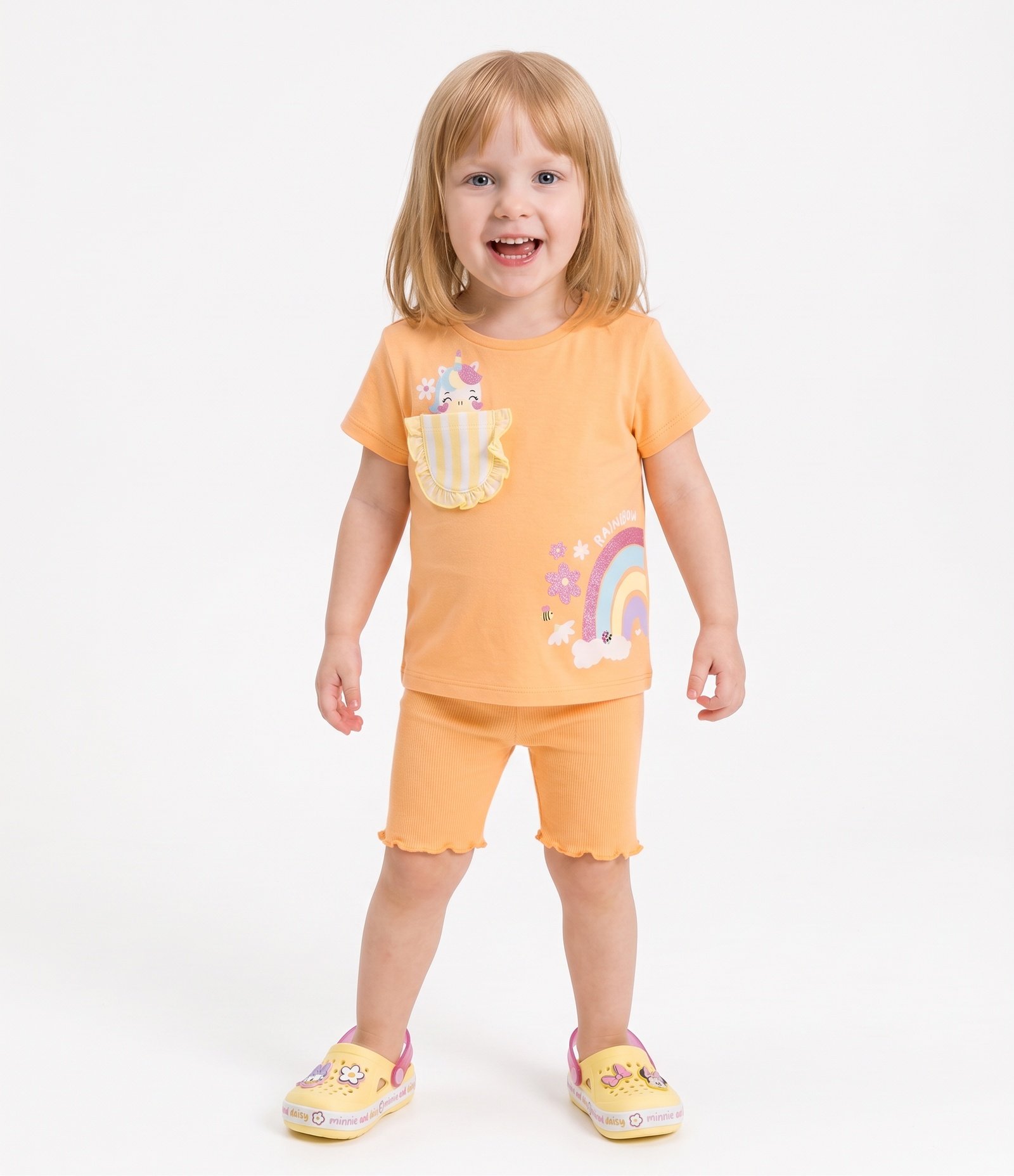 Short Infantil Ciclista com Frufru e Babadinho - Tam 1 a 6 Anos Laranja 1