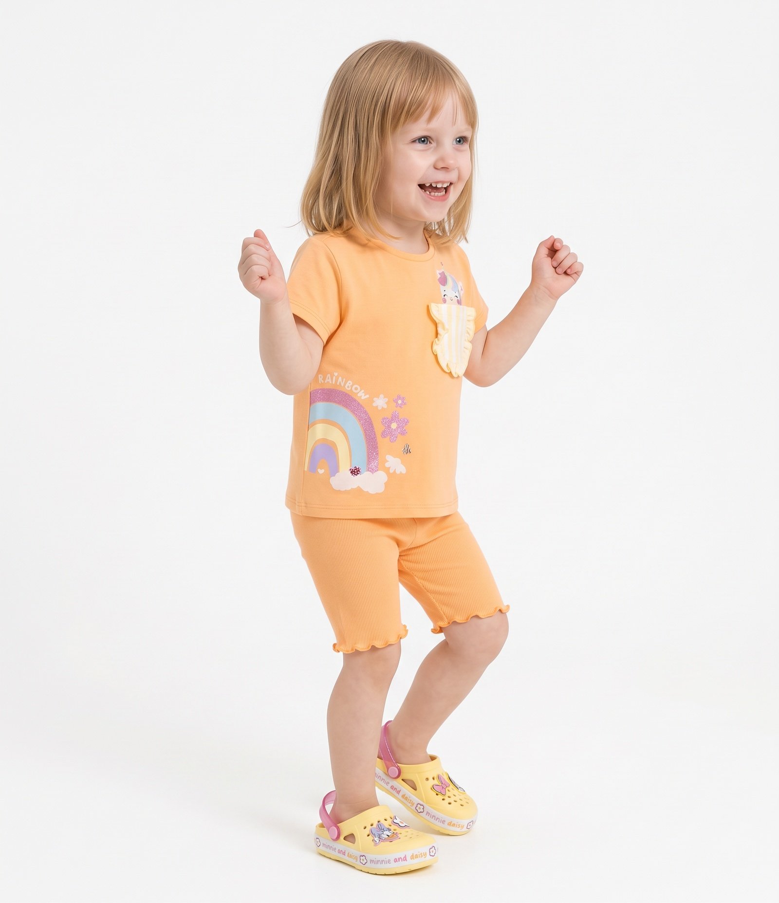 Short Infantil Ciclista com Frufru e Babadinho - Tam 1 a 6 Anos Laranja 2