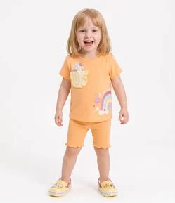 Short Infantil Ciclista com Frufru e Babadinho - Tam 1 a 6 Anos