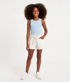 Short jeans Infantil com Cinto - Tam 5 a 16 Anos