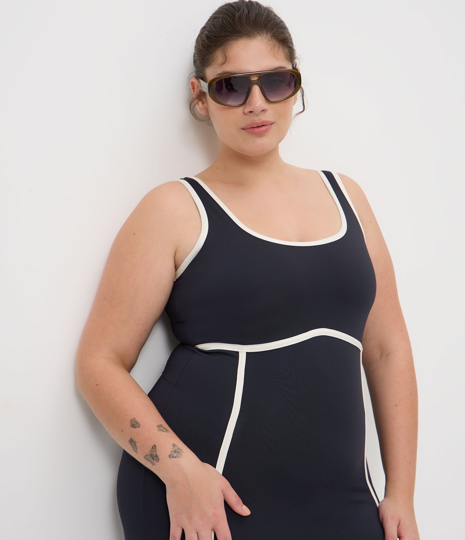 Macaquinho Ciclista em Poliamida com Alta Compressão Curve & Plus Size Preto 3
