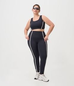 Calça Legging em Poliamida Dry com Viés Frontal Curve & Plus Size