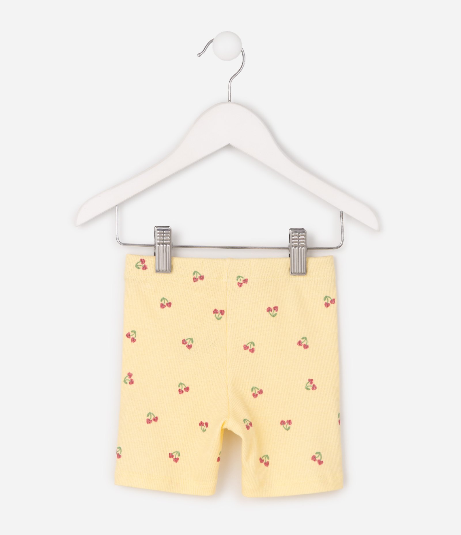 Short Infantil Ciclista com Cerejinhas - Tam 1 a 6 Anos Amarelo 4
