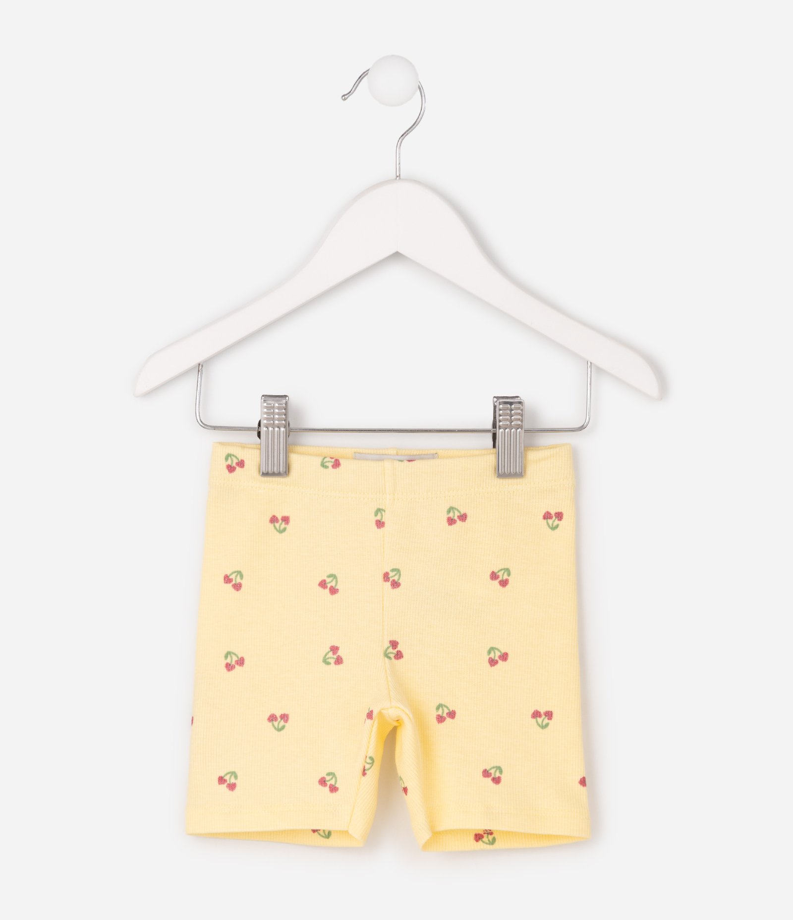 Short Infantil Ciclista com Cerejinhas - Tam 1 a 6 Anos Amarelo 5