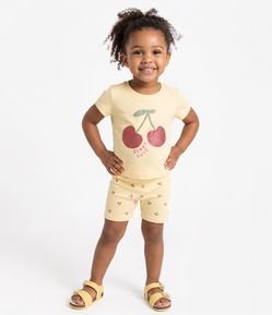 Short Infantil Ciclista com Cerejinhas - Tam 1 a 6 Anos