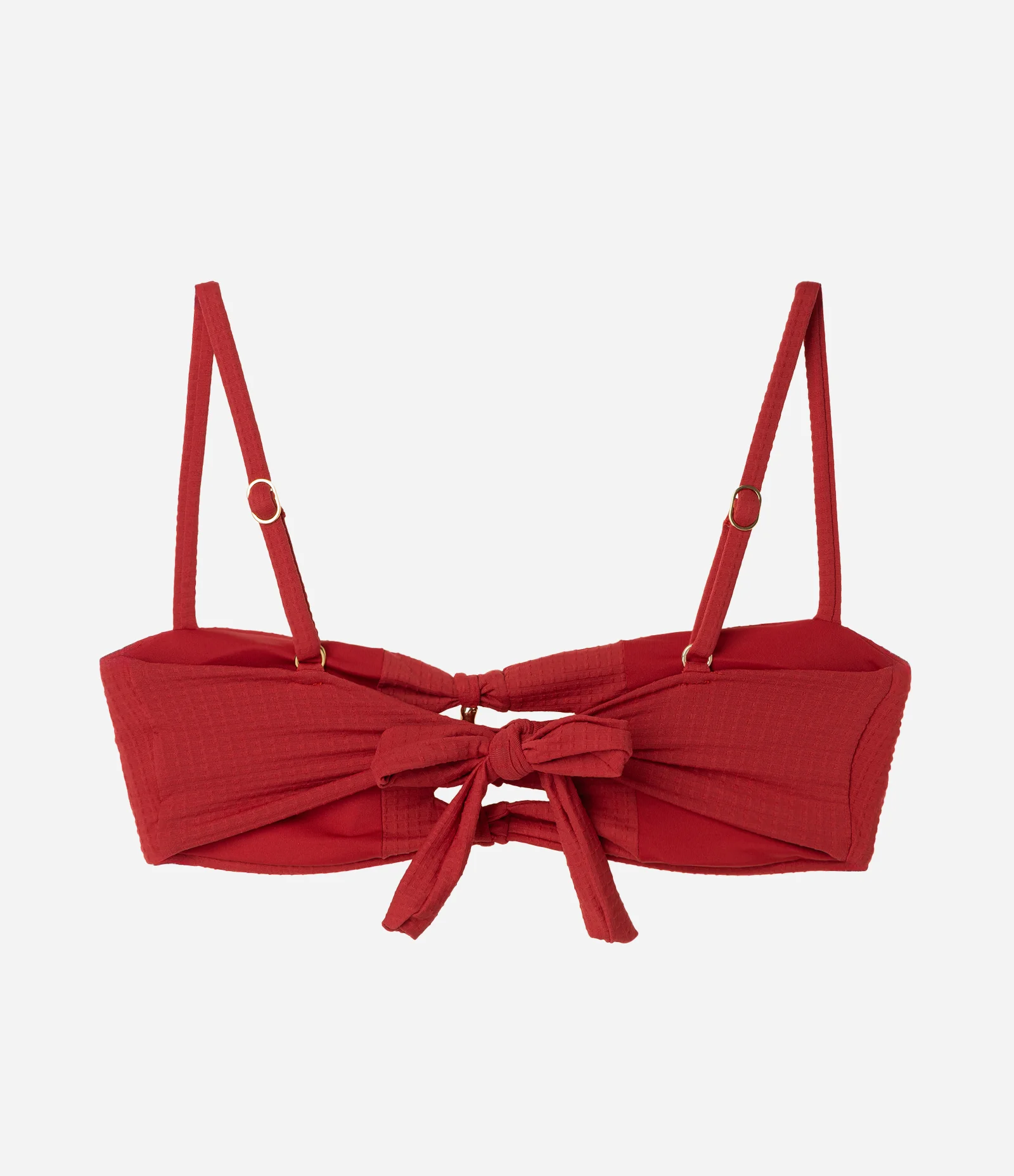 Biquíni Top Bandeau Texturizado com Detalhe Frontal Vermelho 2