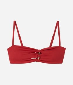 Biquíni Top Bandeau Texturizado com Detalhe Frontal