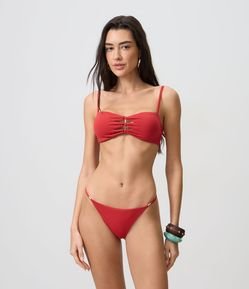 Biquíni Top Bandeau Texturizado com Detalhe Frontal