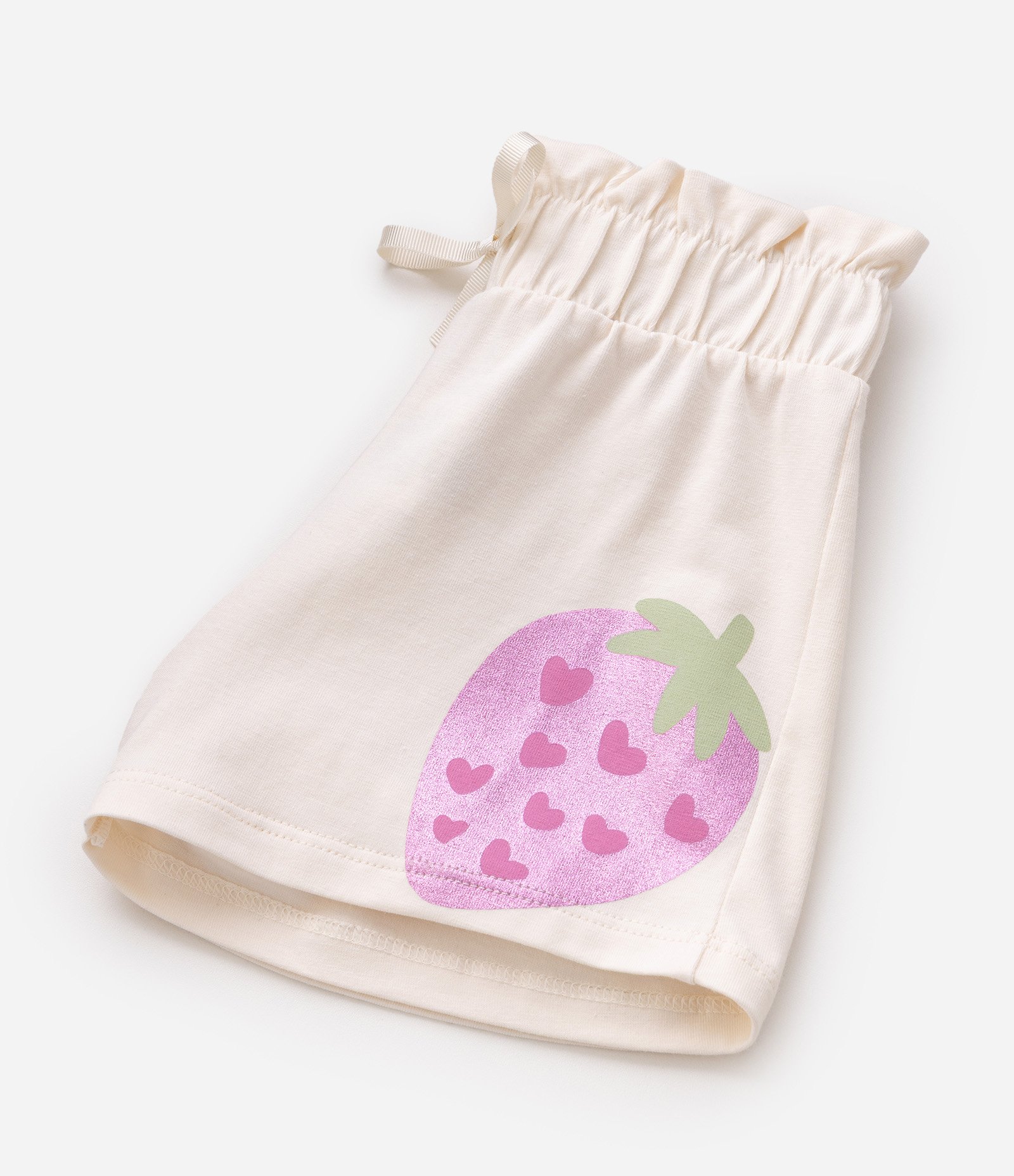 Short Infantil Em Cotton Morangos Tam - 1 a 6 Anos Bege 6