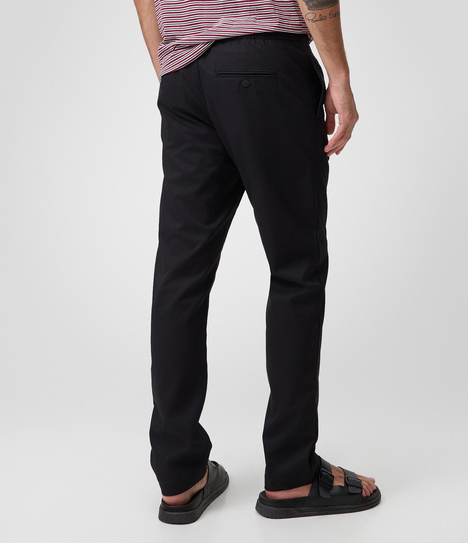 Calça Relaxed Sarja com Cós Elástico Preto 3
