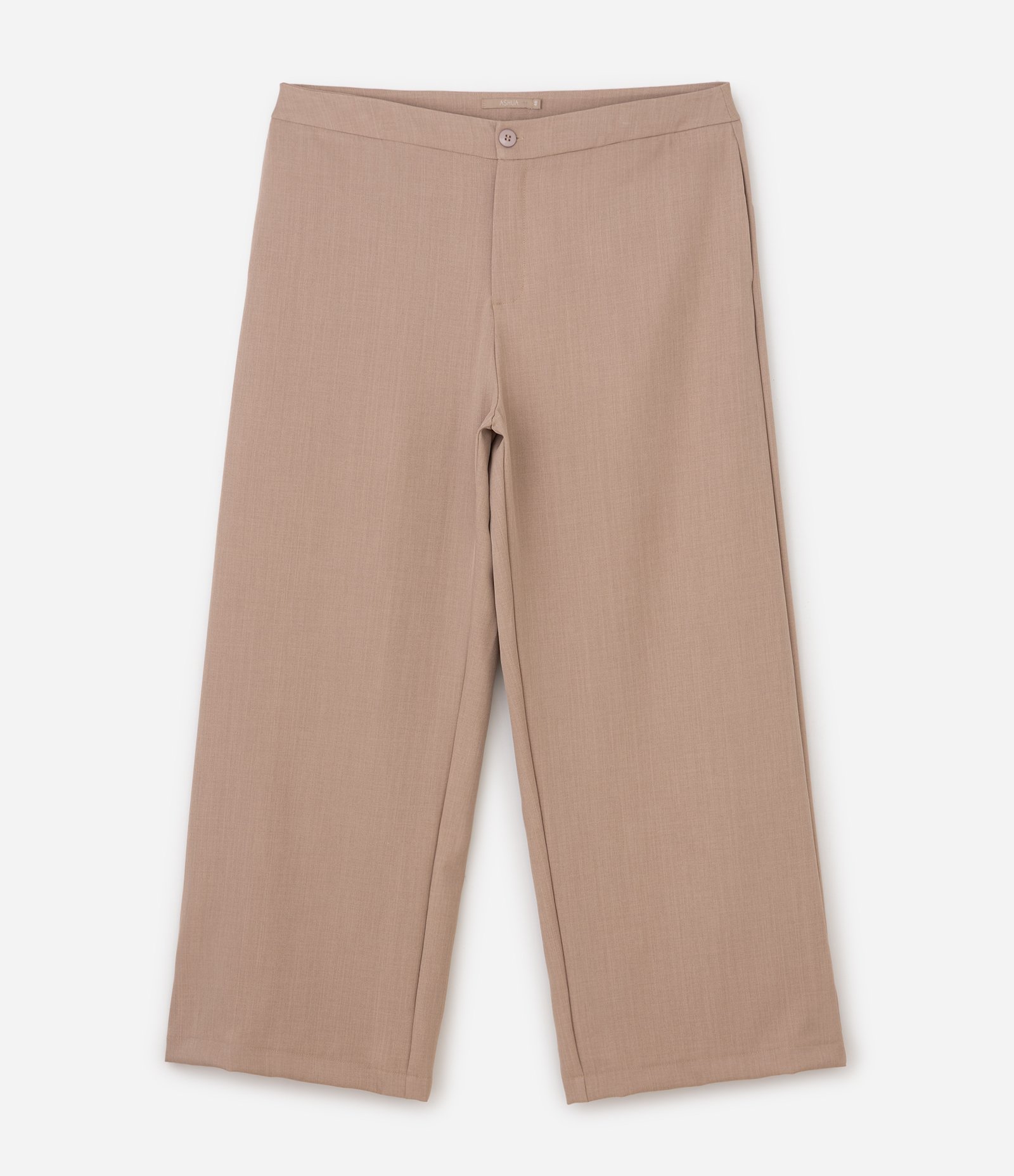 Calça Pantalona em Sarja Alfaiatada com Cós Ajustável Curve & Plus Size Bege 6