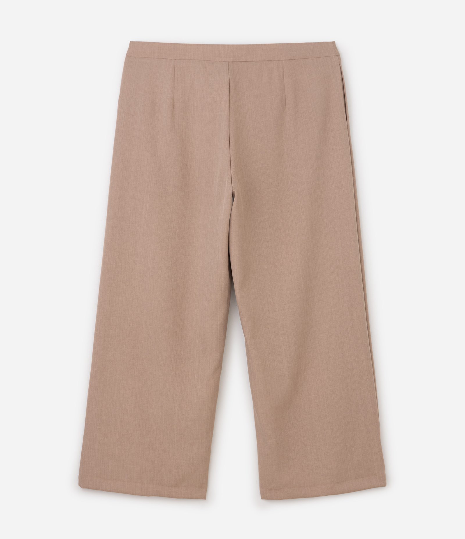 Calça Pantalona em Sarja Alfaiatada com Cós Ajustável Curve & Plus Size Bege 7