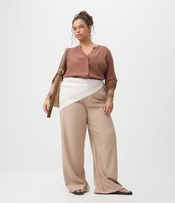 Calça Pantalona em Sarja Alfaiatada com Cós Ajustável Curve & Plus Size
