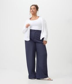 Calça Pantalona em Sarja Alfaiatada com Cós Ajustável Curve & Plus Size