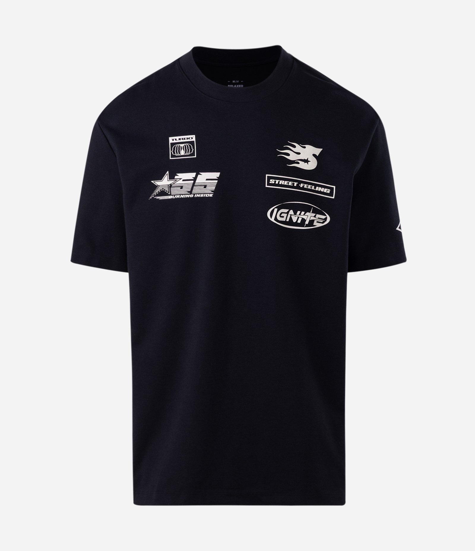 Camiseta Relaxed com Logotipos Localizados Preto 5