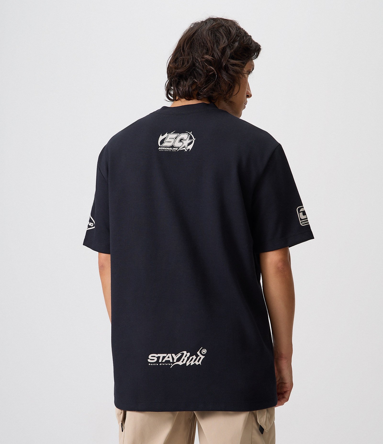 Camiseta Relaxed com Logotipos Localizados Preto 3