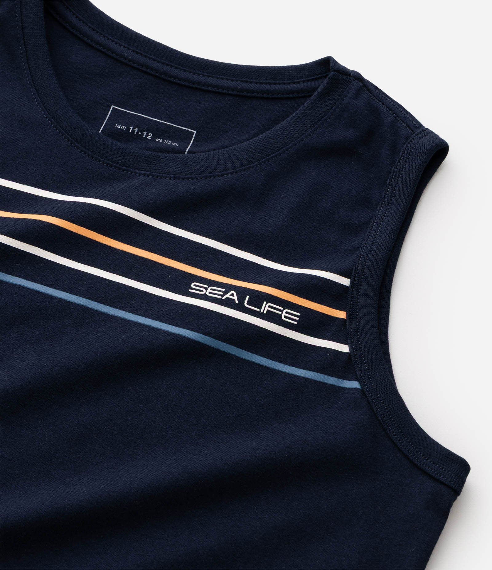 Camiseta Infantil Em Algodão Estampa Localizada e Listra no Peito - Tam  5 a 14 Anos Azul 4