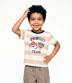 Camiseta Infantil com Estampa Patrulha Canina em Relevo - Tam 2 a 6 Anos