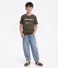 Calça Jeans Barrel Infantil com Bolsos - Tam 5 a 16 Anos