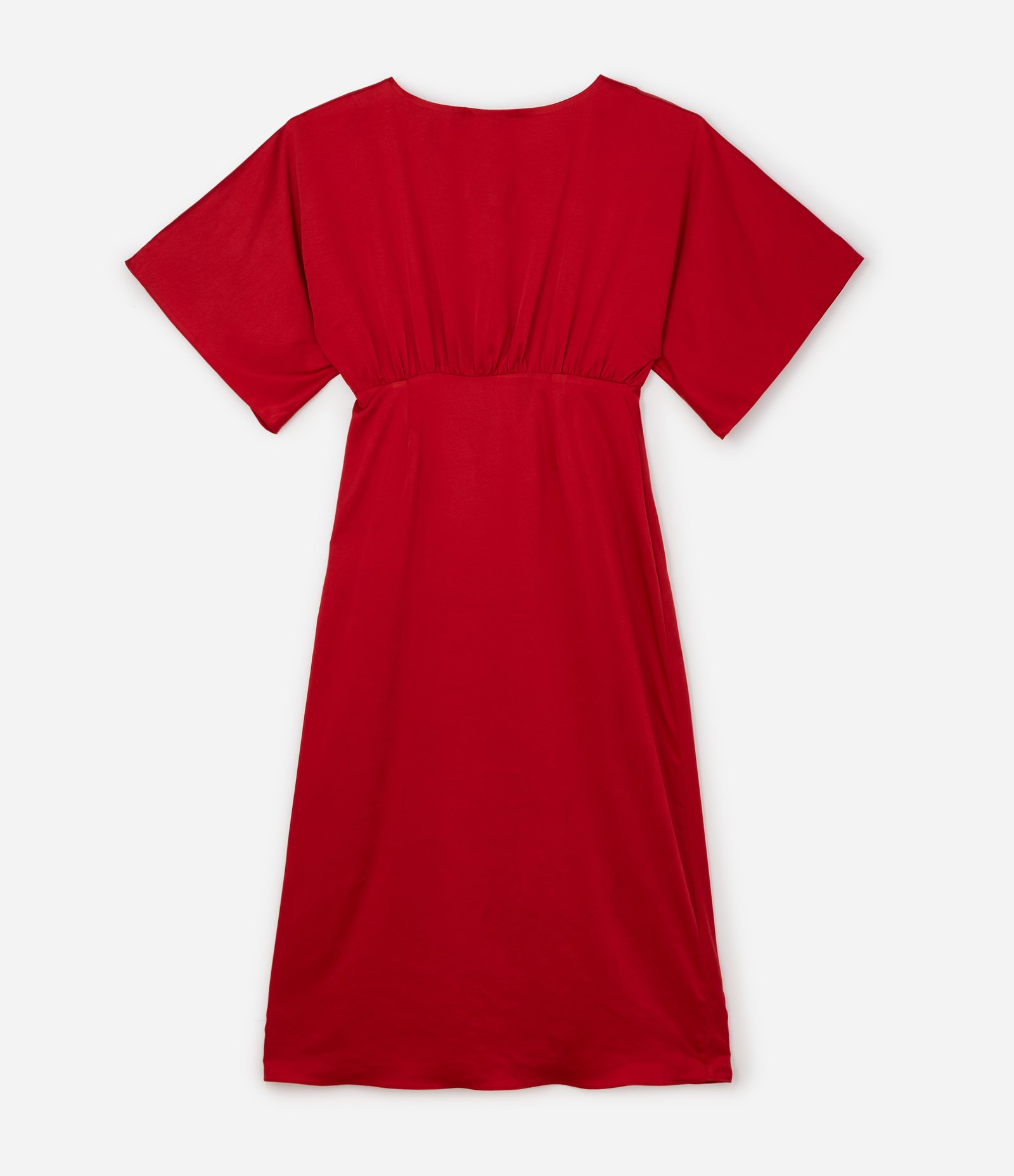 Vestido Longo em Cetim com Manga Morcego e Fenda Curve & Plus Size Vermelho 7