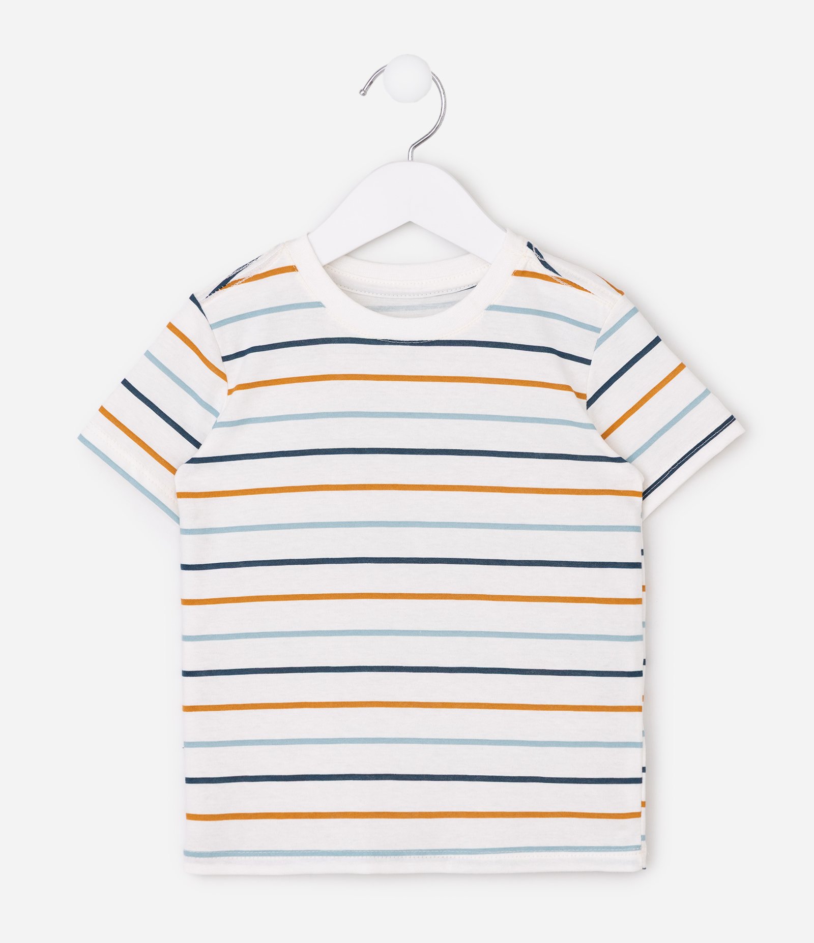 Camiseta Infantil em Algodão com Listras Coloridas - Tam 1 a 6 Anos Multicores 3