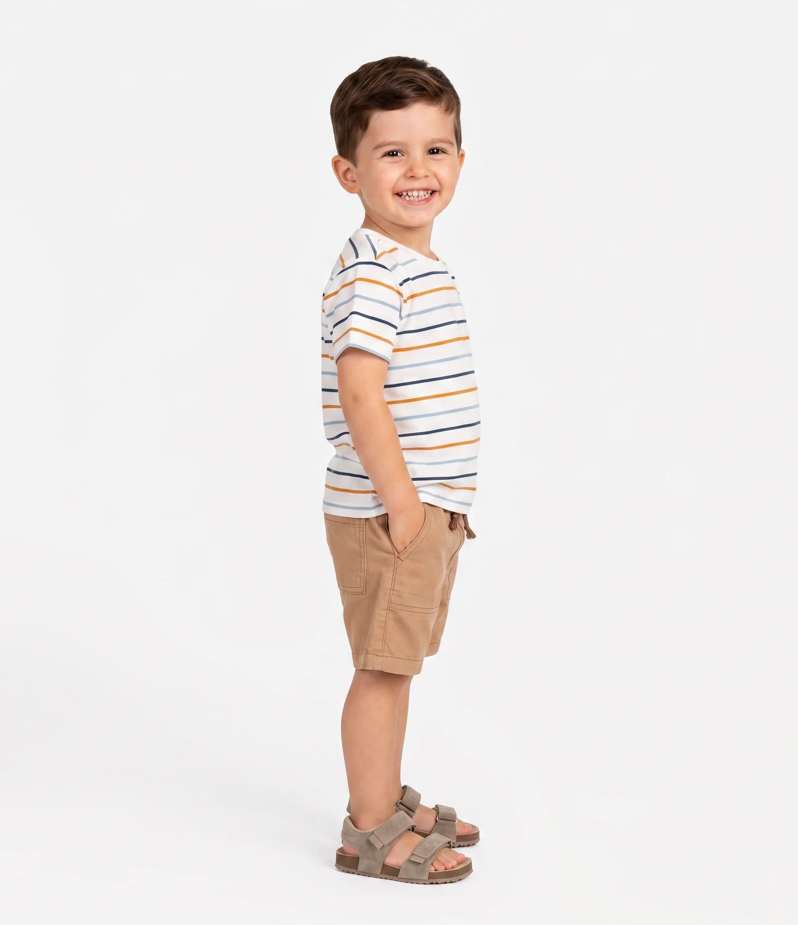 Camiseta Infantil em Algodão com Listras Coloridas - Tam 1 a 6 Anos Multicores 2