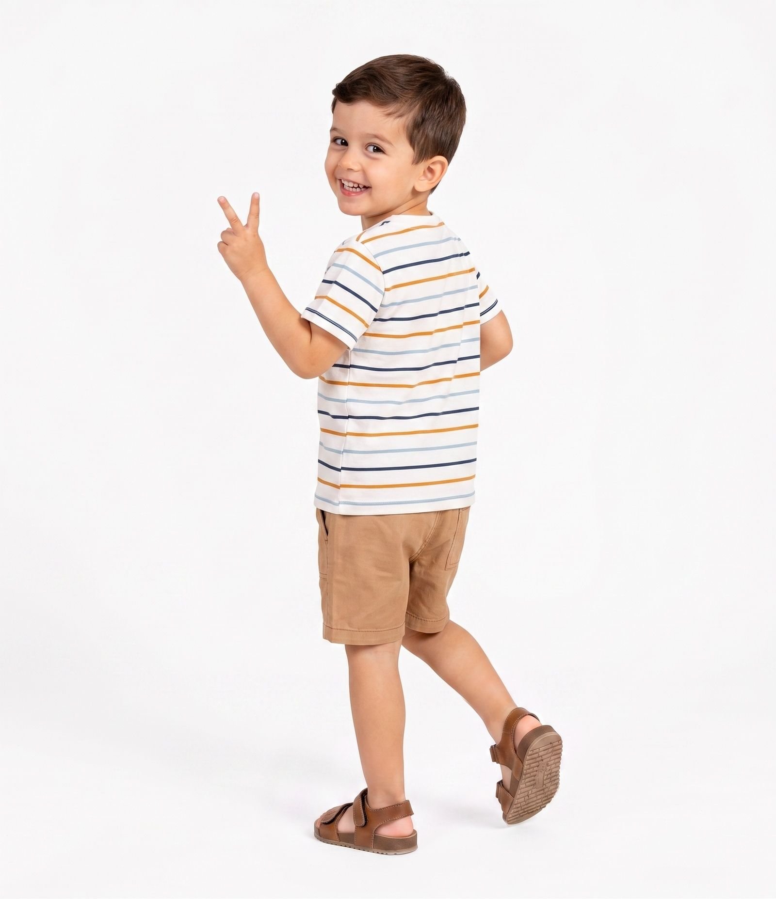 Camiseta Infantil em Algodão com Listras Coloridas - Tam 1 a 6 Anos Multicores 7