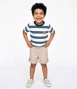 Camiseta Infantil em Algodão com Estampa Listrada - Tam 1 a 6 Anos