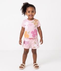 Short Clochard Infantil em Algodão com Estampa Floral - Tam 1 a 6 Anos