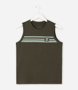 Camiseta Infantil Em Algodão Listrada com Estampa Localizada - Tam 5 a 14 Anos
