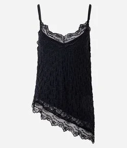 Blusa em Renda com Barra Assimétrica