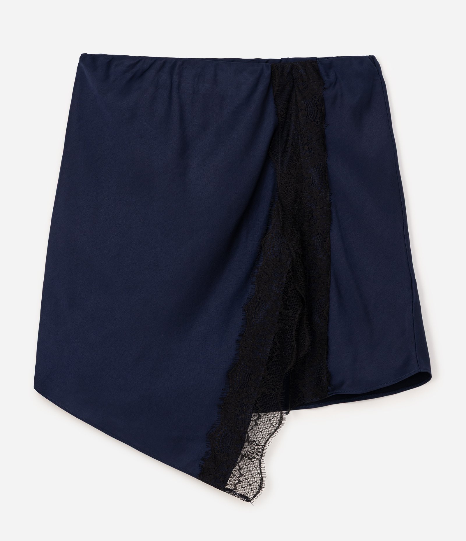 Saia Curta Assimétrica em Cetim com Renda Curve & Plus Size Azul 5