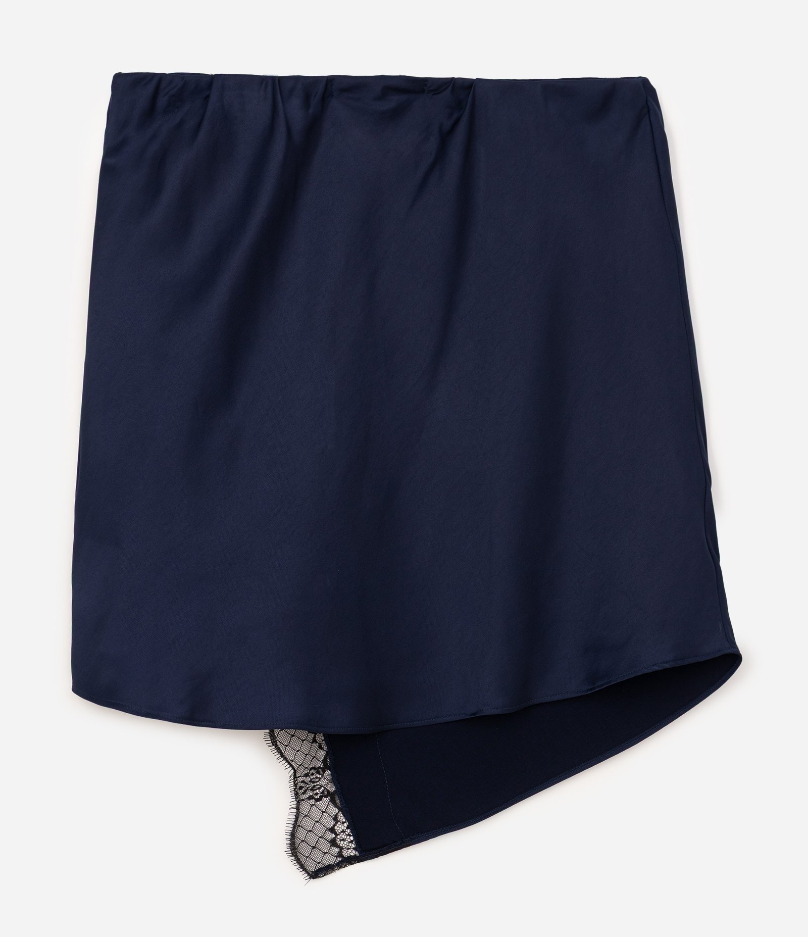 Saia Curta Assimétrica em Cetim com Renda Curve & Plus Size Azul 6