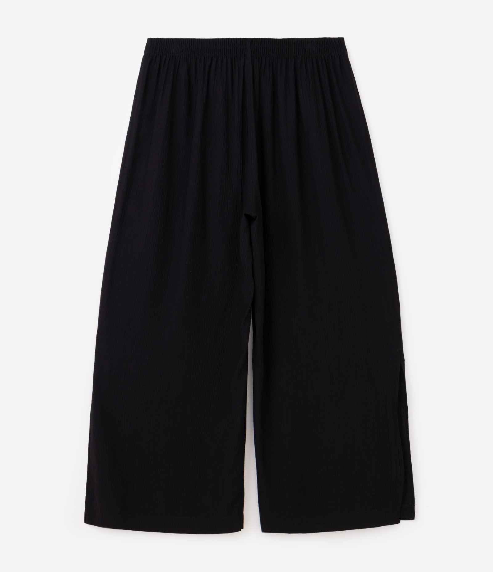 Calça Pantalona em Viscose Texturizada com Fendas Curve & Plus Size Preto 2